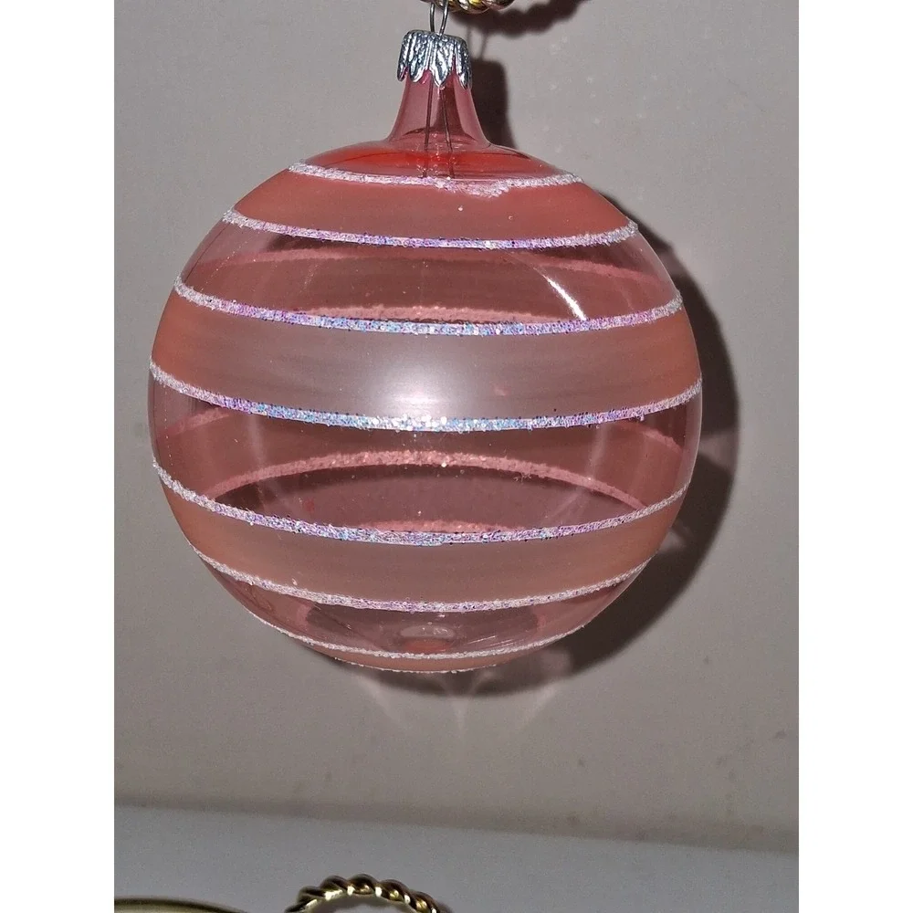 Vintage Columbia Pink Glass Christmas Ornament 3.5